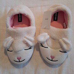Lands' End girls size 3 Lamb slippers NWT non slip bottoms